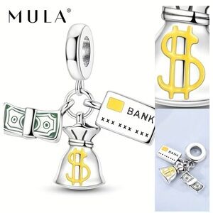 MULA Silver Charm Pendant with Money Symbols